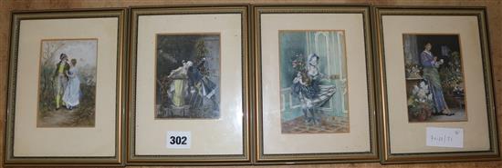 Kathleen Nethercoat, a set of four miniatures of elegant figures(-)